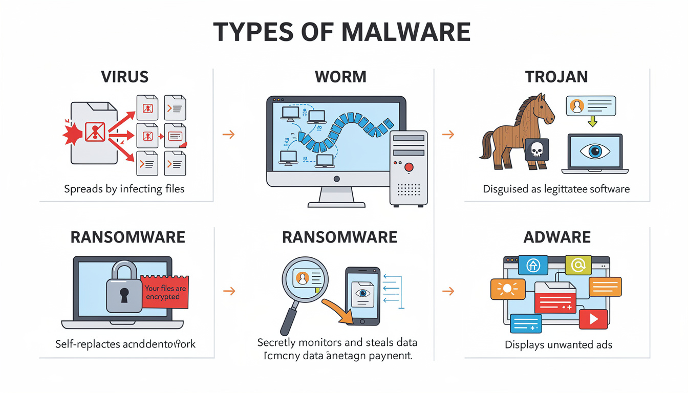 découvrez les différences clés entre un malware, un spyware et un ransomware, leurs modes de fonctionnement et comment vous protéger efficacement contre ces menaces informatiques.